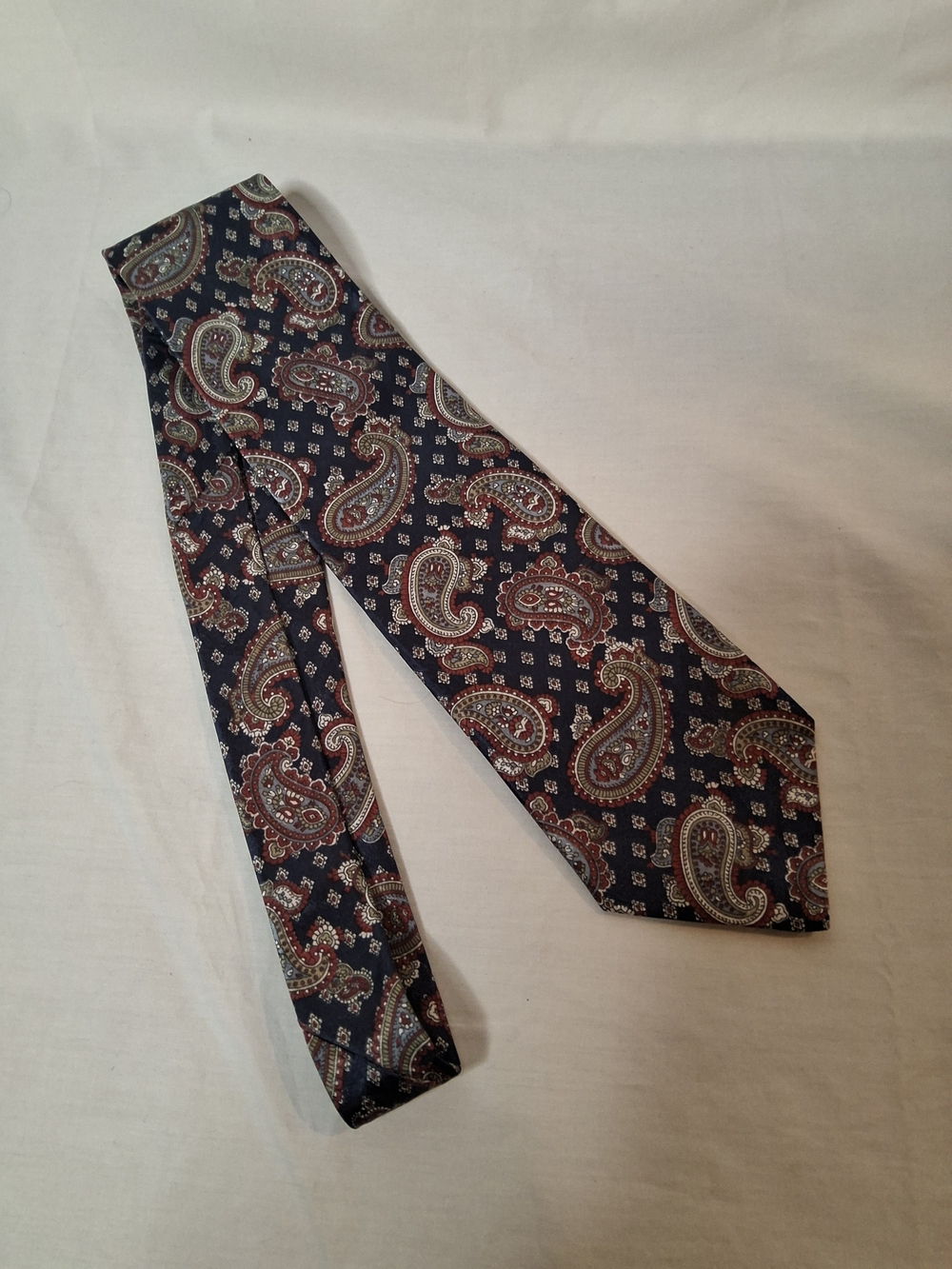 David Taylor Navy and Burgundy Paisley Silk Tie